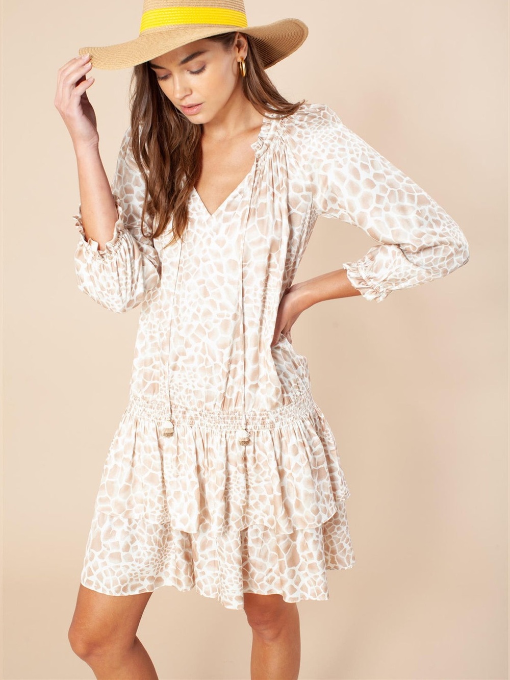 Hale Bob Tara Smocked Printed Mini Dress